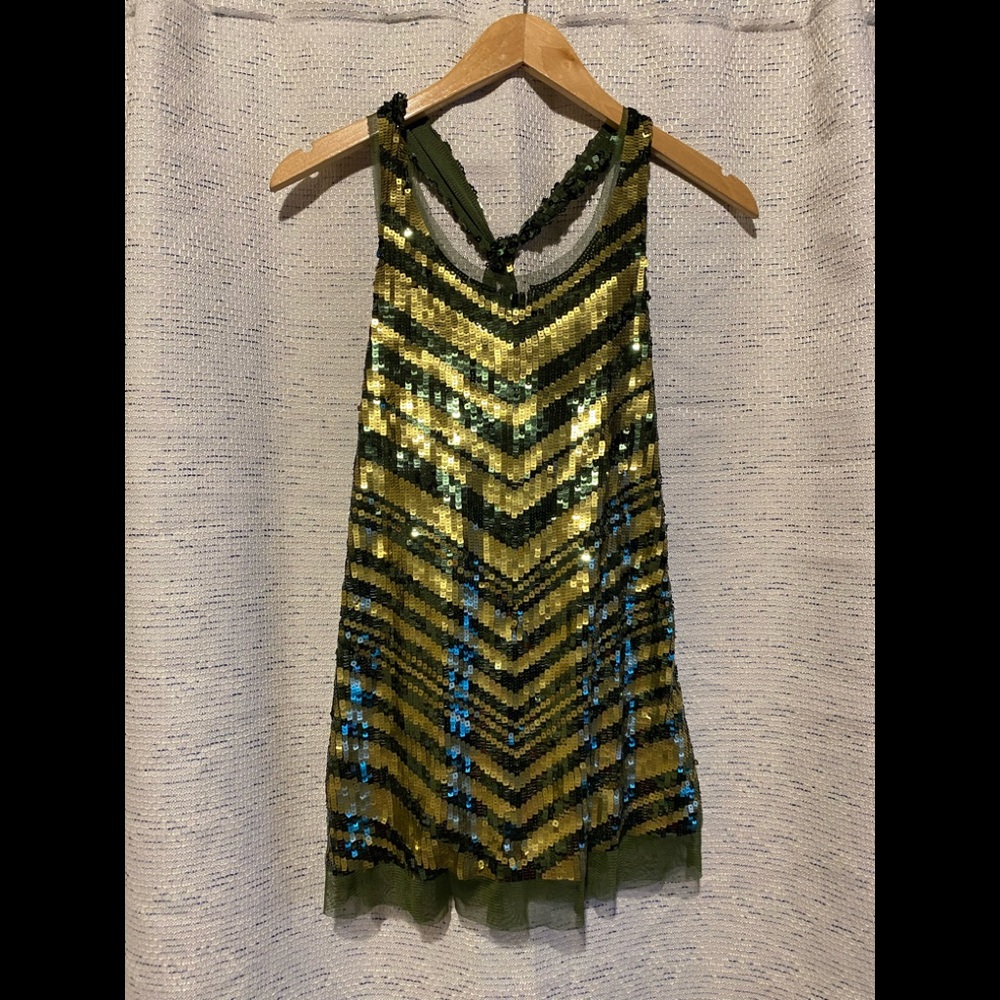 Sequins Sheer Tank with a Twist